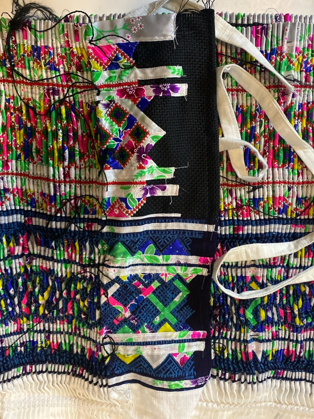 Hmong Skirt, Pleated, Hilltribe, handmade 46”Lx 19”H